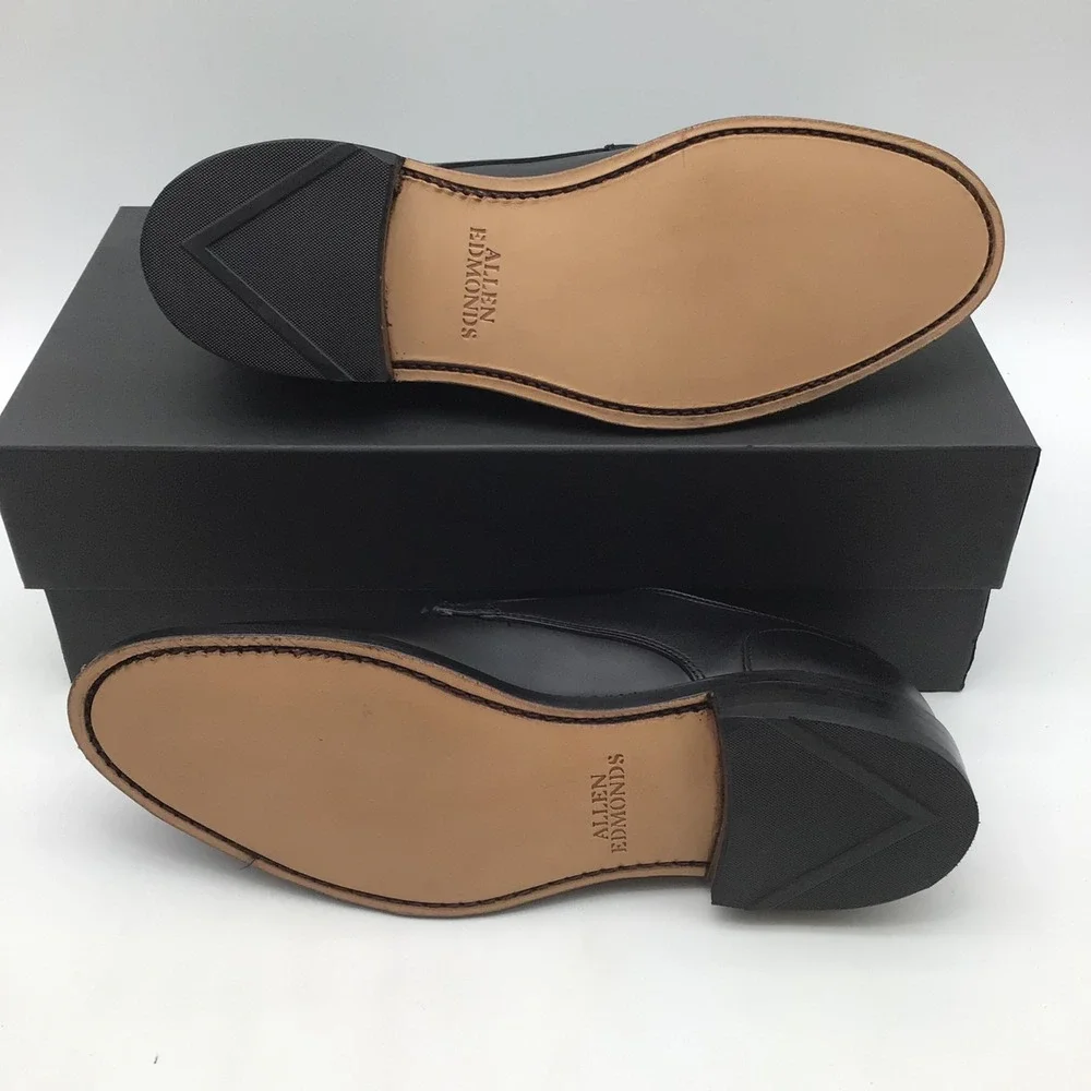 Allen Edmonds Windsor Black Plain Toe Derby Dress Shoes Size 8.5 D 6126 NEW